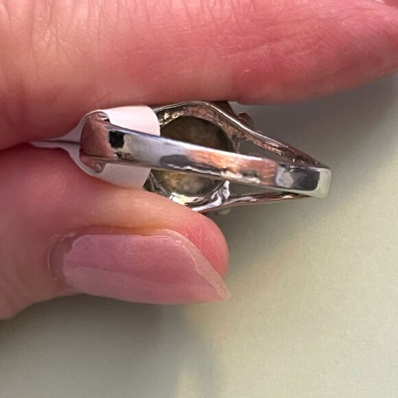 Unakite Jasper Ring Size 8.5 on Silver Plated Band for Men or Women - Picture 9 of 12